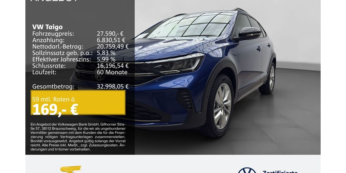 VW Taigo 1.379 km 27.590 &euro; Lüdenscheid 58507